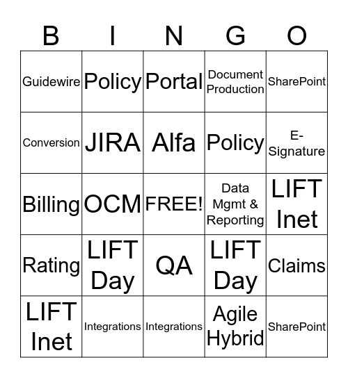 LIFT DAY Bingo Card