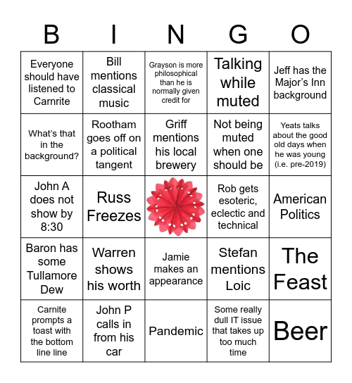 Kevin Bingo Card