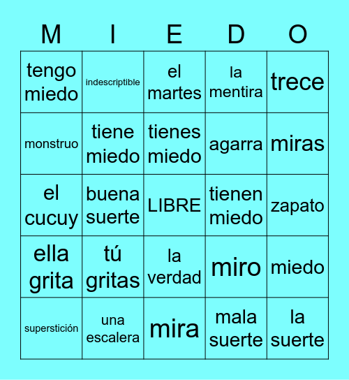 TIENE MIEDO Bingo Card