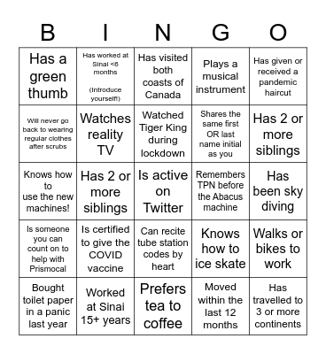 Get to know your PHAMILY! Bingo Card