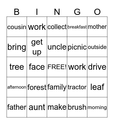 Scoot and his family Bingo Card