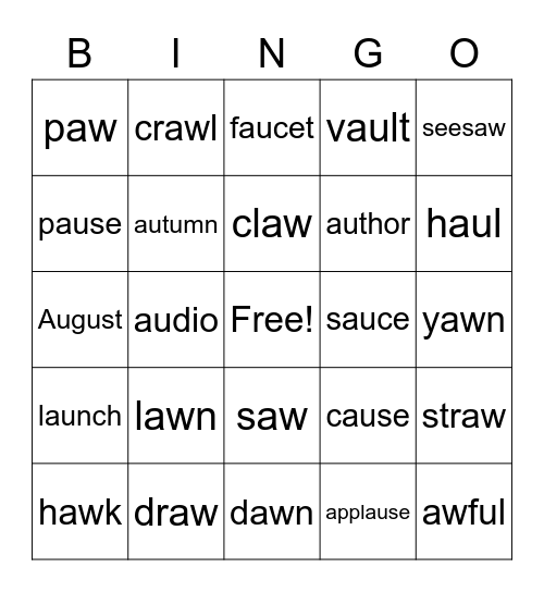 AW/AU Bingo Card