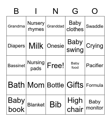 Gender Reveal Bingo Card