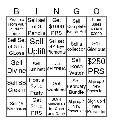 Rocking Lash Lady BINGO Card