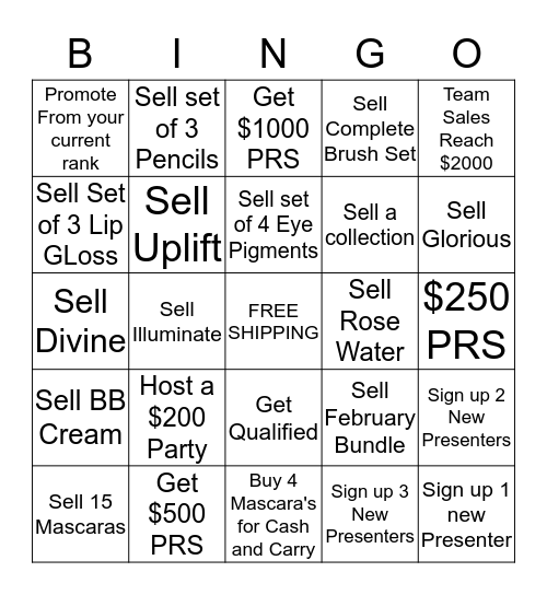 Rocking Lash Lady BINGO Card