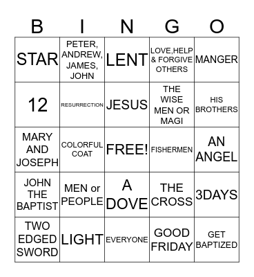 Bible Bingo Card