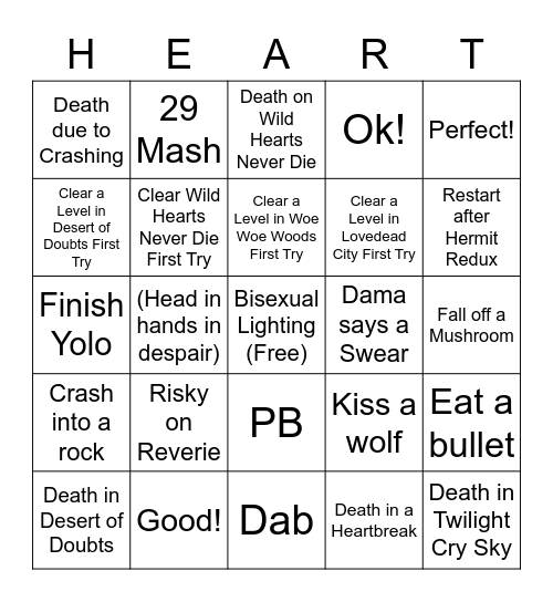 Yolo Bingo Card