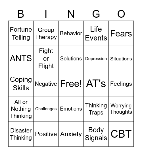 CBT Bingo Card