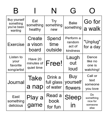 Lockhart ES - Spring Break Self Care! Bingo Card