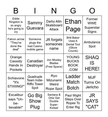 AEW Revolution Bingo Card