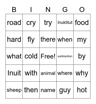 March 8-11th, 2021 Bingo Card
