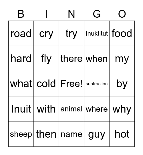 March 8-11th, 2021 Bingo Card