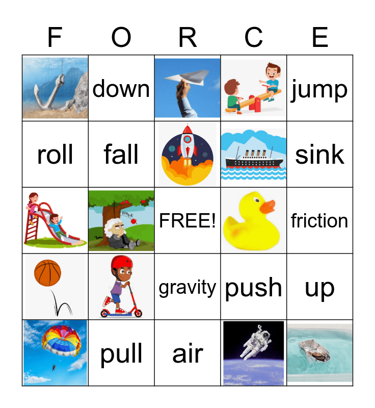 Year 2 Forces Bingo! Bingo Card