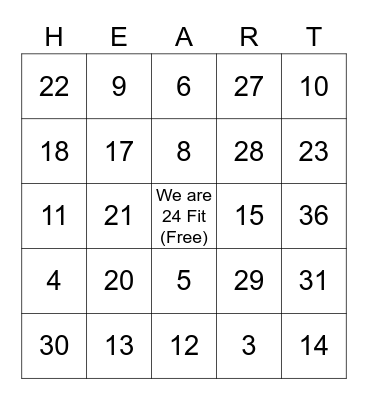 Herbalife Heart Healthy Month Bingo Card