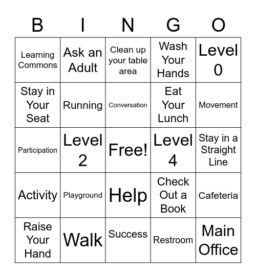 NSE CHAMPS Expectations Bingo Card