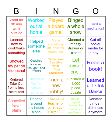 During COVID... Bingo Card