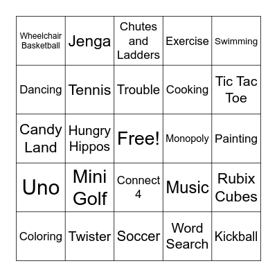Playlady Bingo Card