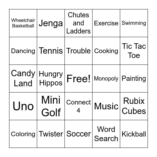 Playlady Bingo Card