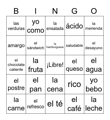 La Comida Bingo Card