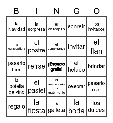 ¡BINGO de las fiestas! Bingo Card