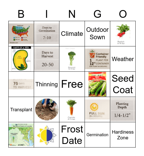Garden Bingo Card