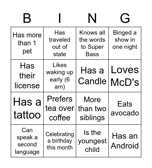 Parent x Kiddos Bingo Card