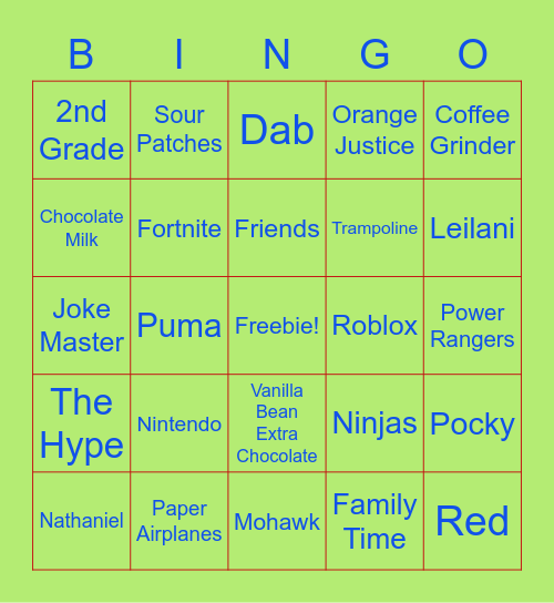 Thanny's Bingo Card