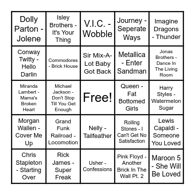 Music Bingo A.K.A. "Mingo"! Bingo Card