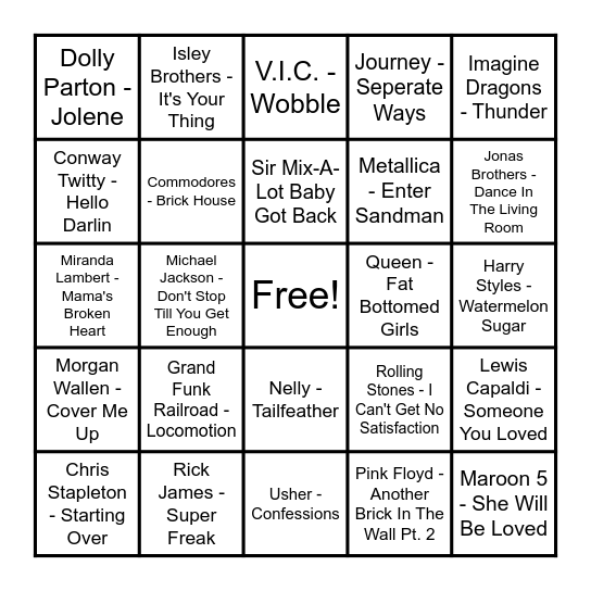 Music Bingo A.K.A. "Mingo"! Bingo Card