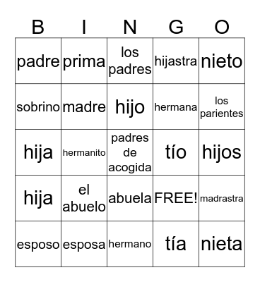 La Familia! Bingo Card