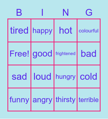 Adjectives Grade 4 Bingo Card