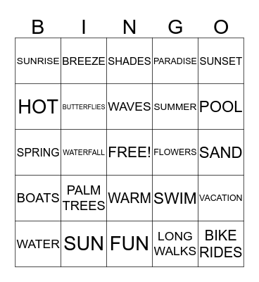 PARADISE BINGO Card