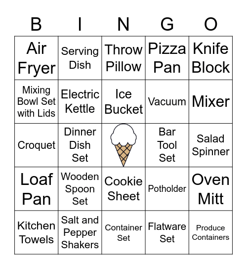 Bridal Shower Bingo Card