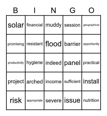 B4L2 Voc Bingo Card