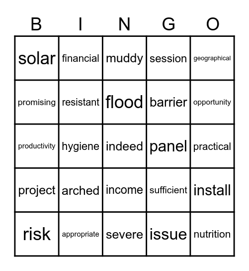 B4L2 Voc Bingo Card