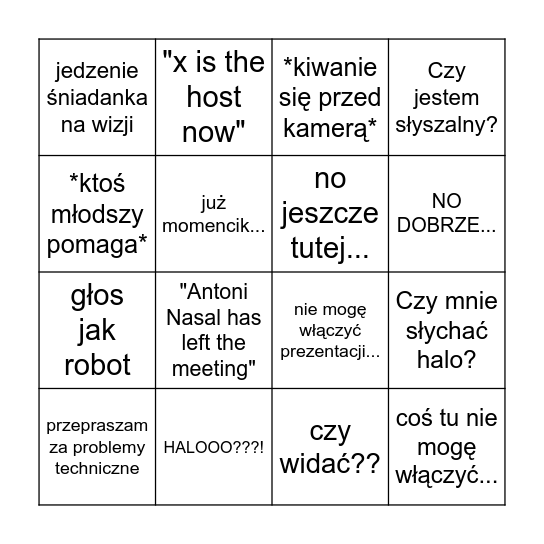 Wykład z farmakologii Bingo Card