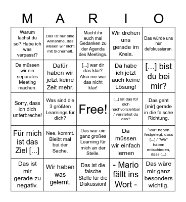 Mario Meeting Bingo Card