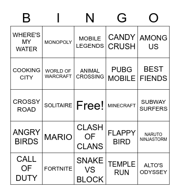 ALL THINGS GAME Bingo Card