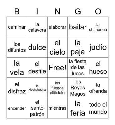 Ch. 5 Bingo - Spanish 2 Bingo Card