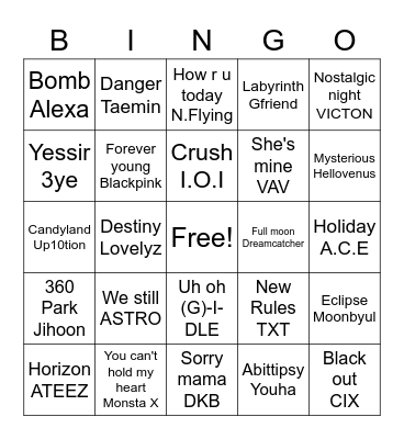 @purpleetaee12 Bingo Card