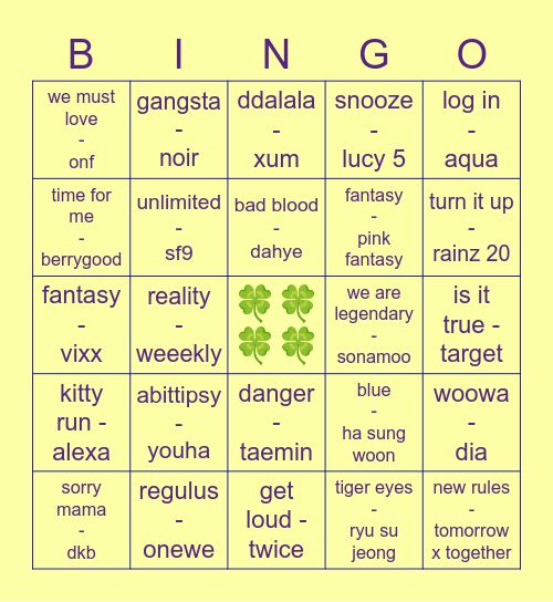 Witheexoo Bingo Card
