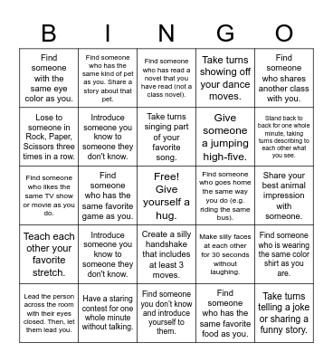 Interactive Human Bingo Card