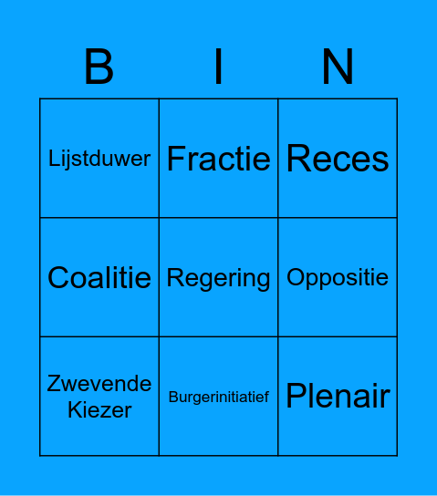 Bingo Politiek Jargon (A) Bingo Card