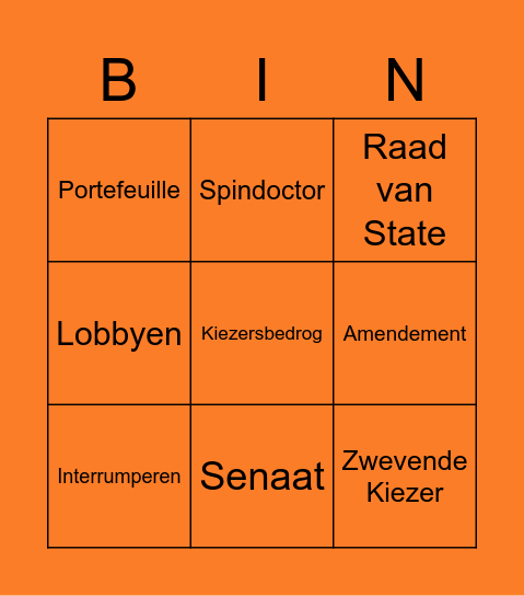 Bingo Politiek Jargon (B) Bingo Card