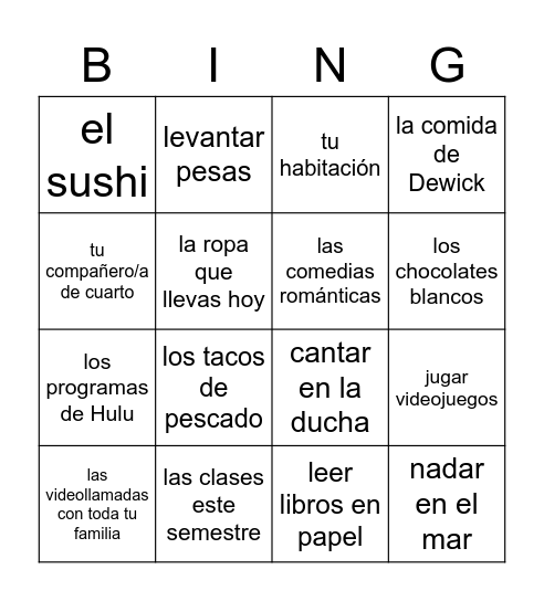 Gustar SPN3 MM Bingo Card