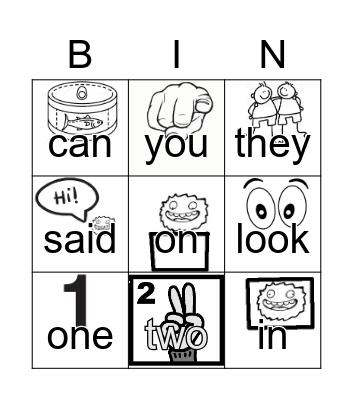 Fry Sight words Bingo Card