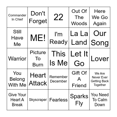 Girl Pop Bingo Card