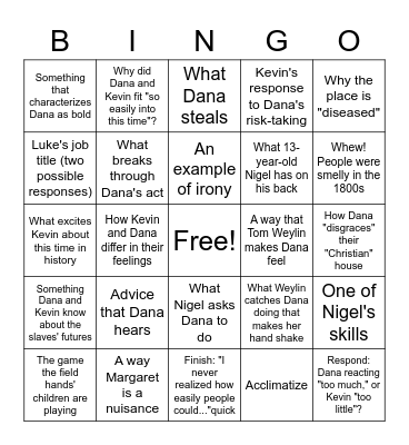 "The Fall" Part 7 BINGO Card