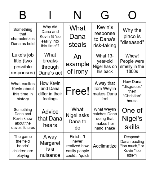 "The Fall" Part 7 BINGO Card