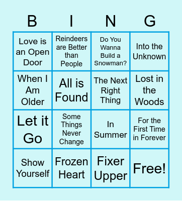 Frozen Bingo Card
